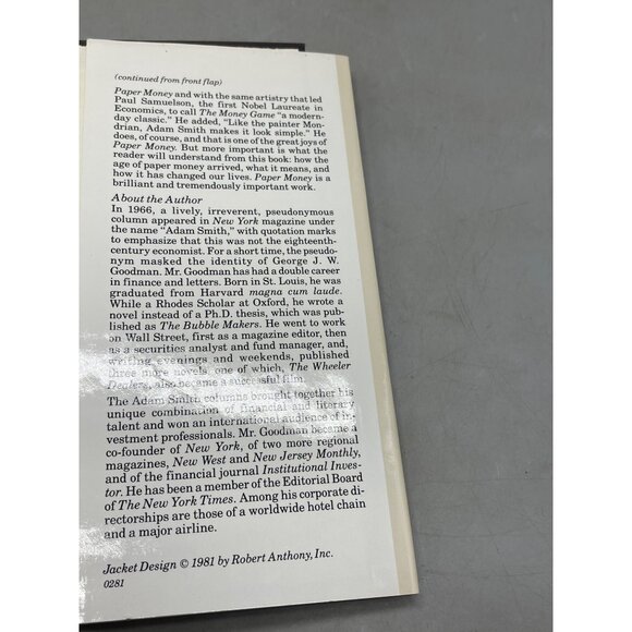 Paper Money book hardcover 1981 english Summit Books 335pgs Adam Smith READ - Picture 7 of 9